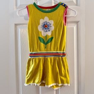 Mini Boden Yellow Romper with Floral Design Size 5-6Y